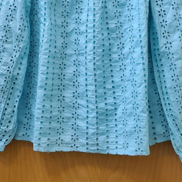 J.Crew NWT Aqua Ditsy Eyelet Tie-Back Top size S - Picture 7 of 10
